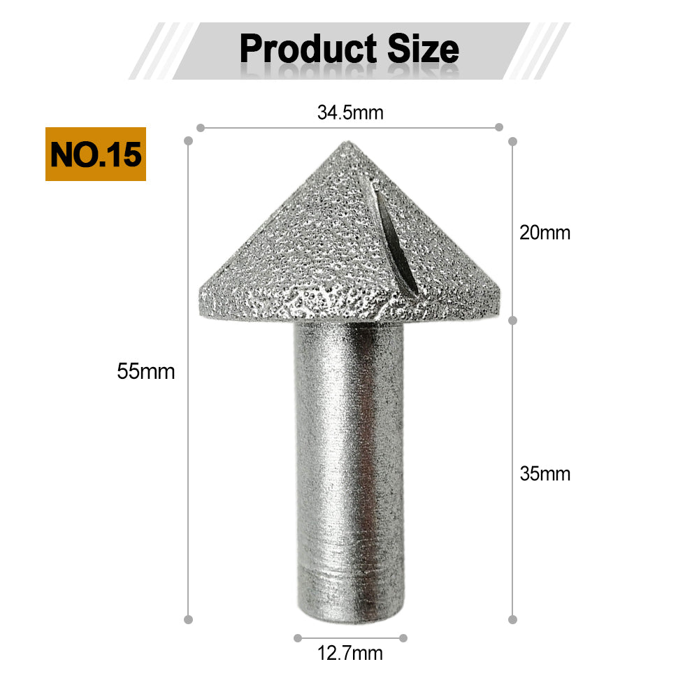 Diashark Diamond Router Bits with 1/2" Shank for Granite Marble 31 sizes 2pcs