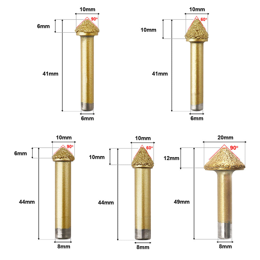 Diashark CNC Diamond Engraving Router Bit Stone Milling Cutter Engraver Marble Granite Tool Blades Carving Knife