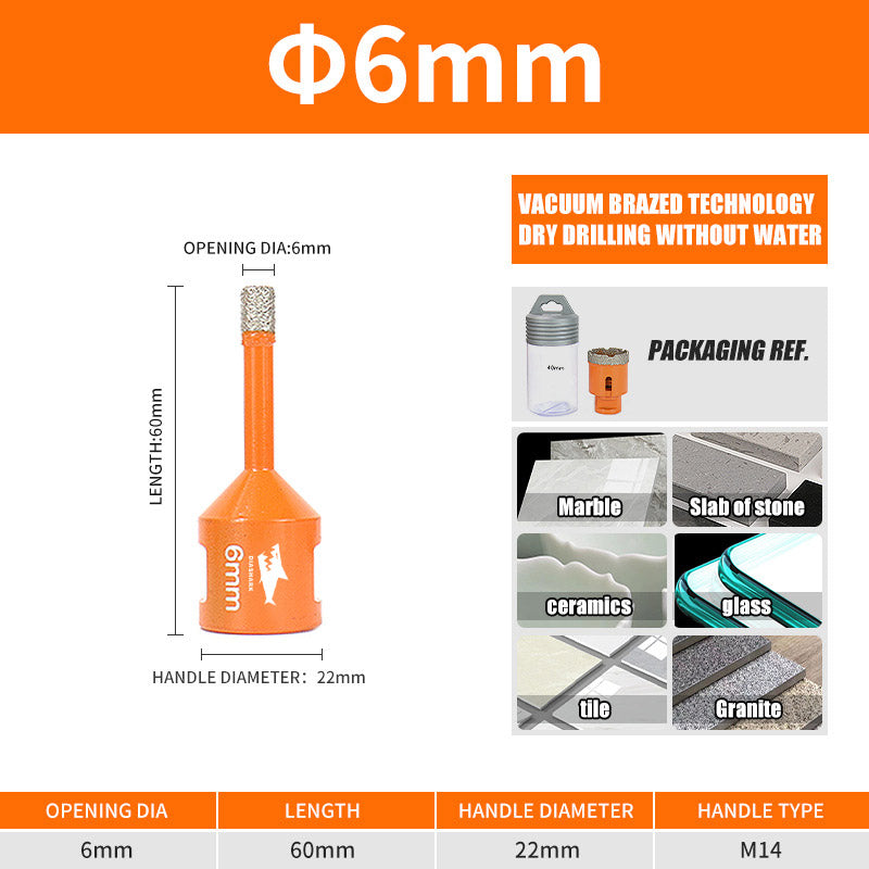 Diashark 6-100MM M14 Diamond Drill Bits Hole Saw Cutter for Porcelain Tile Granite Mortater Marble