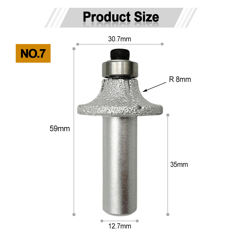 Diashark Diamond Router Bits with 1/2" Shank for Granite Marble 31 sizes 2pcs