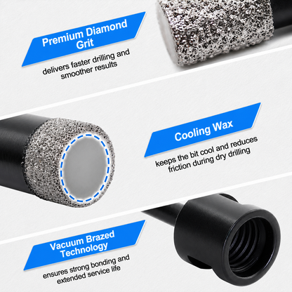 DIASHARK 2pcs 6/8/10/13/16mm 5/8''-11 Diamond Core Drill Bits for Porcelain Tile Ceramic Granite