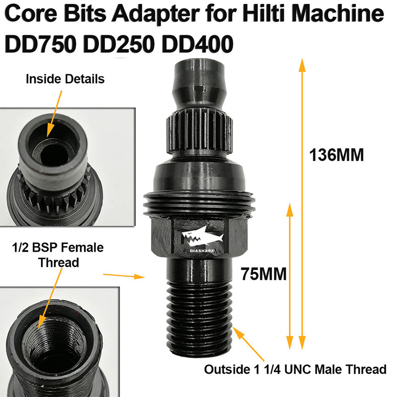 DIASHARK Adaptador de taladro Shifter para Hilti DD-BL DD200 DD-BU DD-BI DD300