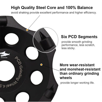 DIASHARK 1pc or 2pcs Dia 4.5"/5" Diamond Hexagonal PCD Grinding Cup Wheel  Polycrystalline Grinding Wheel