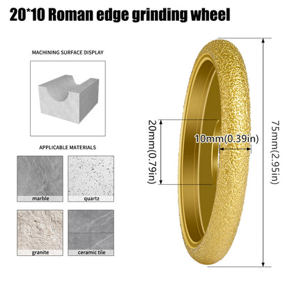 Diashark 2pcs 3inch 75mm Diamond Convex Wheel for Grinding Concrete Marble Granite French Edge Roman Edge Half-Round Edge