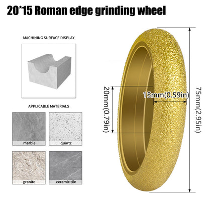 Diashark 2pcs 3inch 75mm Diamond Convex Wheel for Grinding Concrete Marble Granite French Edge Roman Edge Half-Round Edge