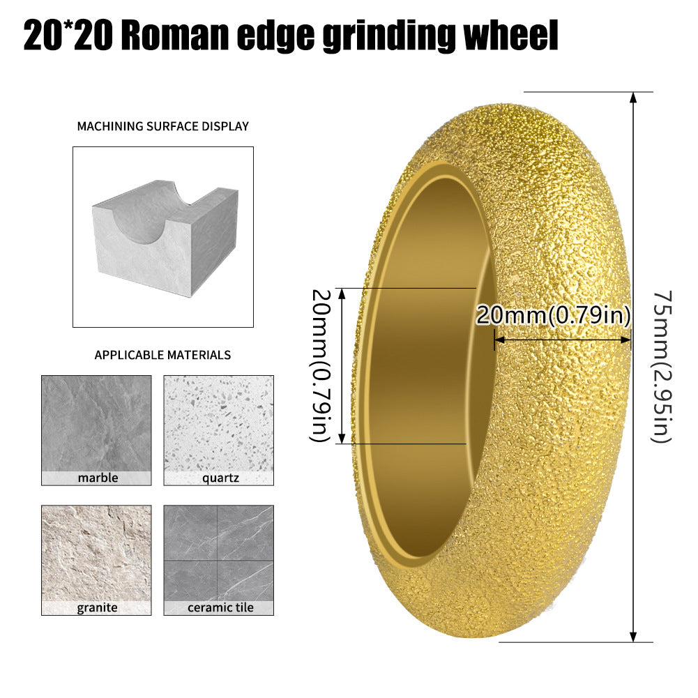 Diashark 2pcs 3inch 75mm Diamond Convex Wheel for Grinding Concrete Marble Granite French Edge Roman Edge Half-Round Edge