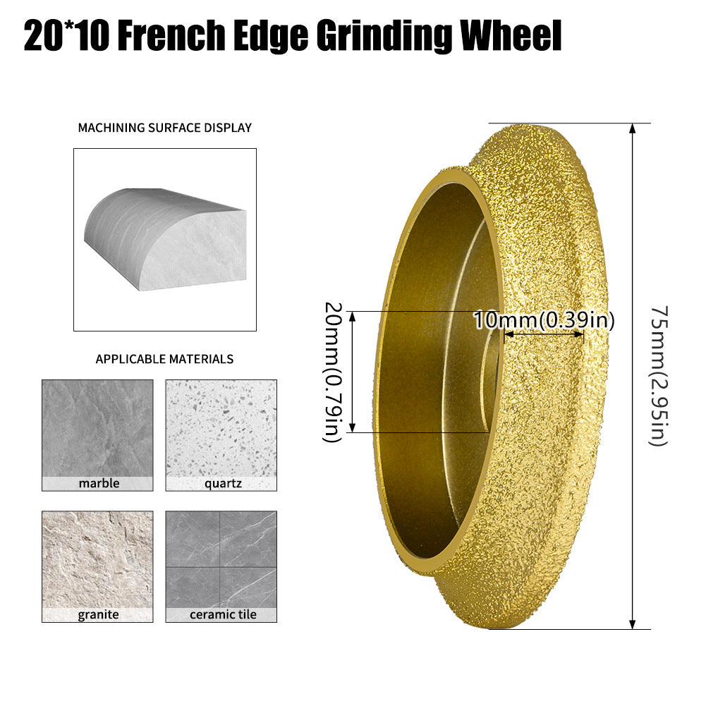 Diashark 2pcs 3inch 75mm Diamond Convex Wheel for Grinding Concrete Marble Granite French Edge Roman Edge Half-Round Edge