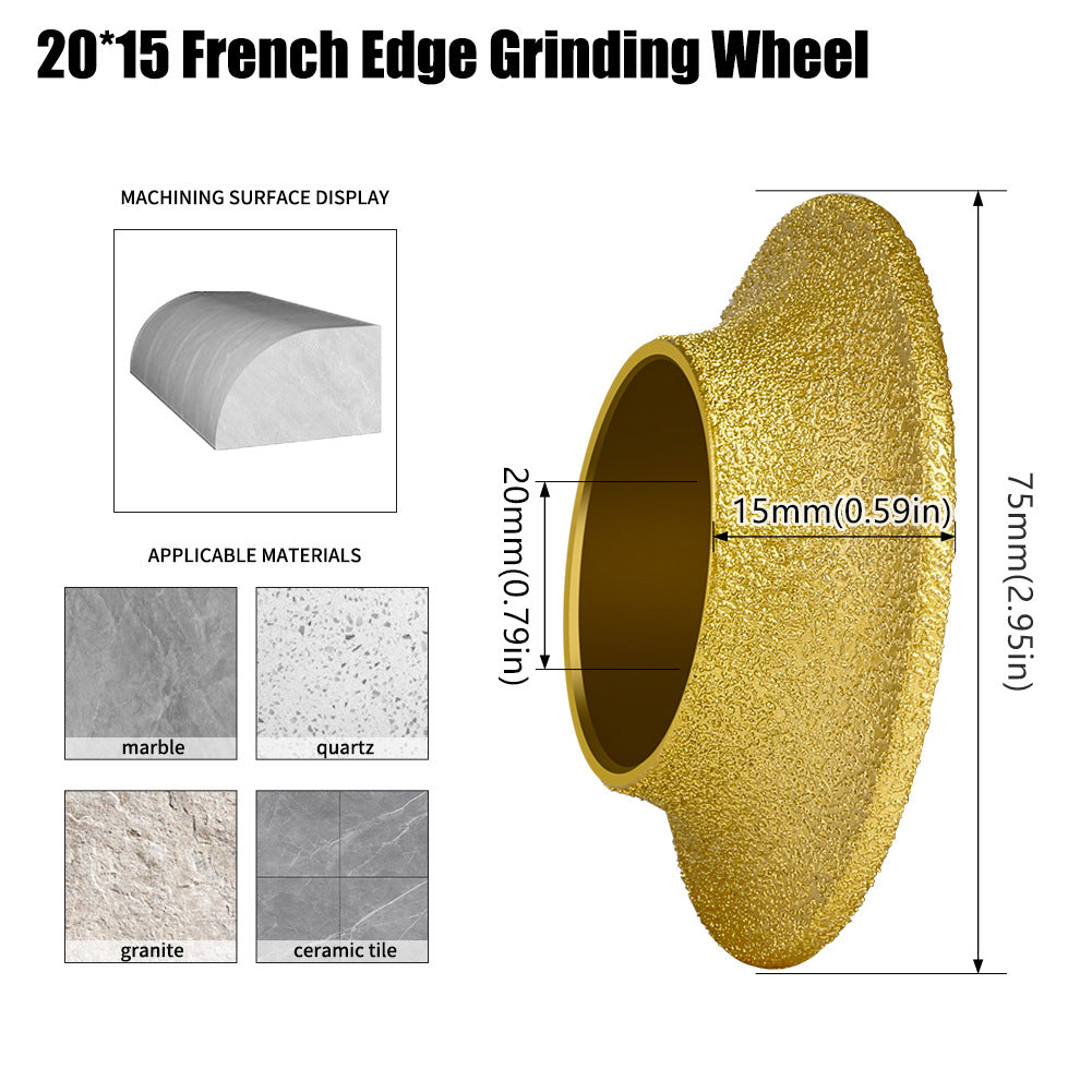 Diashark 2pcs 3inch 75mm Diamond Convex Wheel for Grinding Concrete Marble Granite French Edge Roman Edge Half-Round Edge
