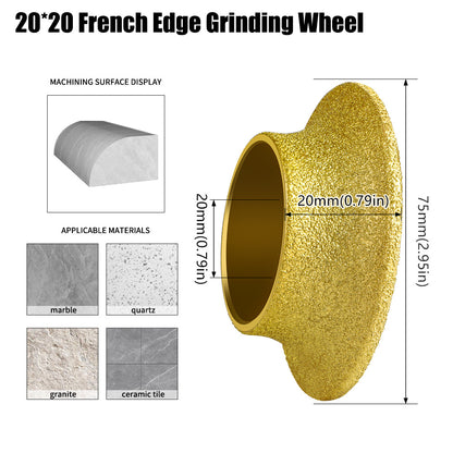 Diashark 2pcs 3inch 75mm Diamond Convex Wheel for Grinding Concrete Marble Granite French Edge Roman Edge Half-Round Edge