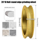 Diashark 2pcs 3inch 75mm Diamond Convex Wheel for Grinding Concrete Marble Granite French Edge Roman Edge Half-Round Edge