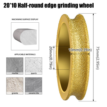 Diashark 2pcs 3inch 75mm Diamond Convex Wheel for Grinding Concrete Marble Granite French Edge Roman Edge Half-Round Edge