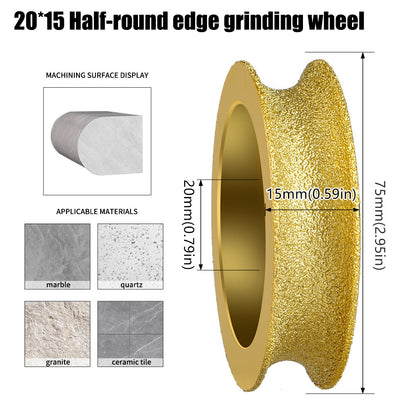 Diashark 2pcs 3inch 75mm Diamond Convex Wheel for Grinding Concrete Marble Granite French Edge Roman Edge Half-Round Edge