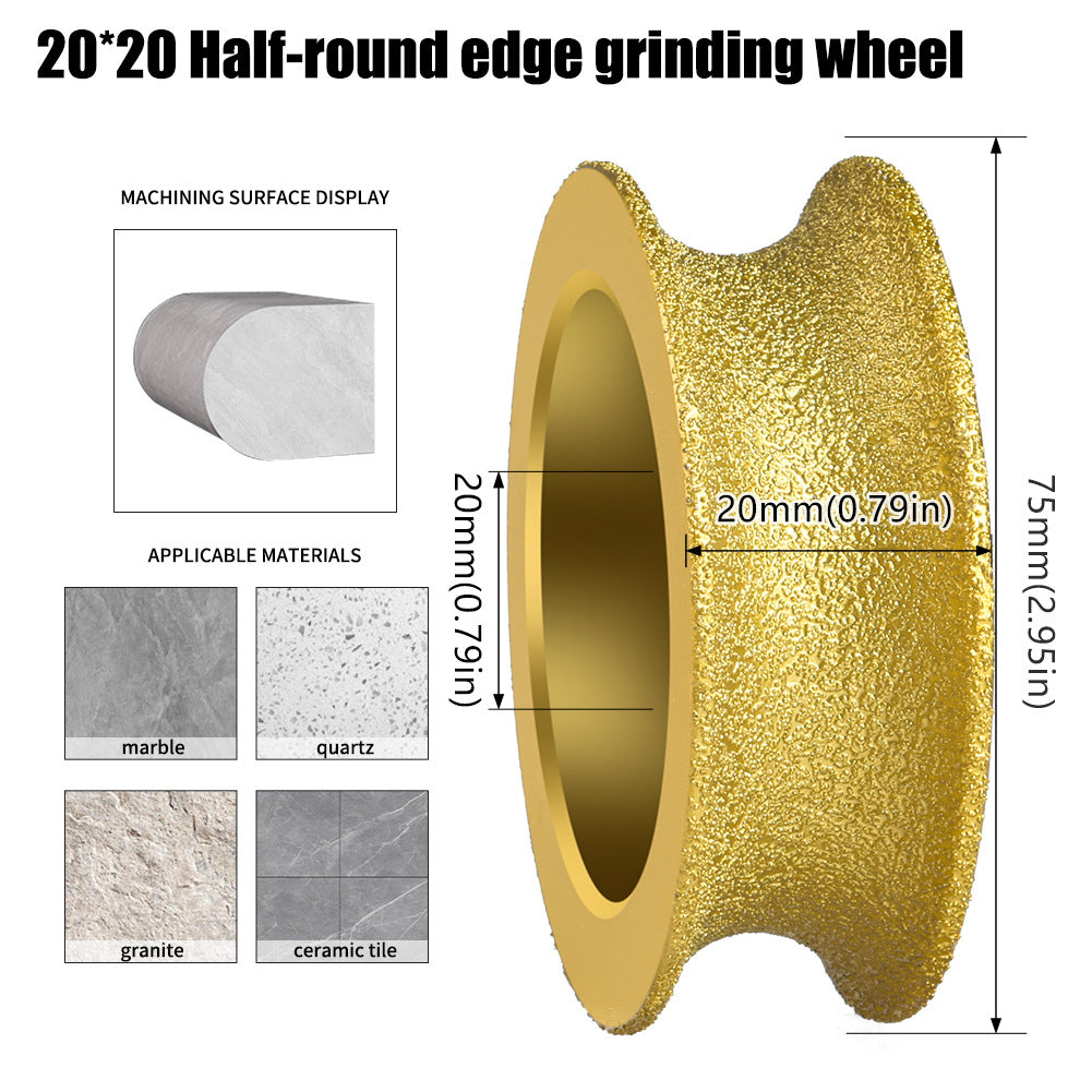 Diashark 2pcs 3inch 75mm Diamond Convex Wheel for Grinding Concrete Marble Granite French Edge Roman Edge Half-Round Edge