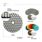 Diashark 4inch Dry Diamond Polishing Pad for Granite 8pcs/set Mixed Grits Plus a Base Backer