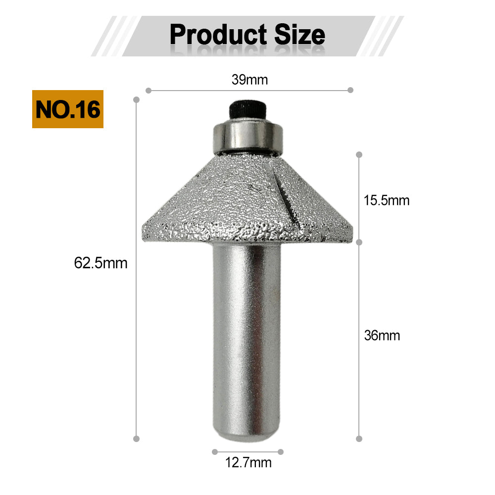 Diashark Diamond Router Bits with 1/2" Shank for Granite Marble 31 sizes 2pcs