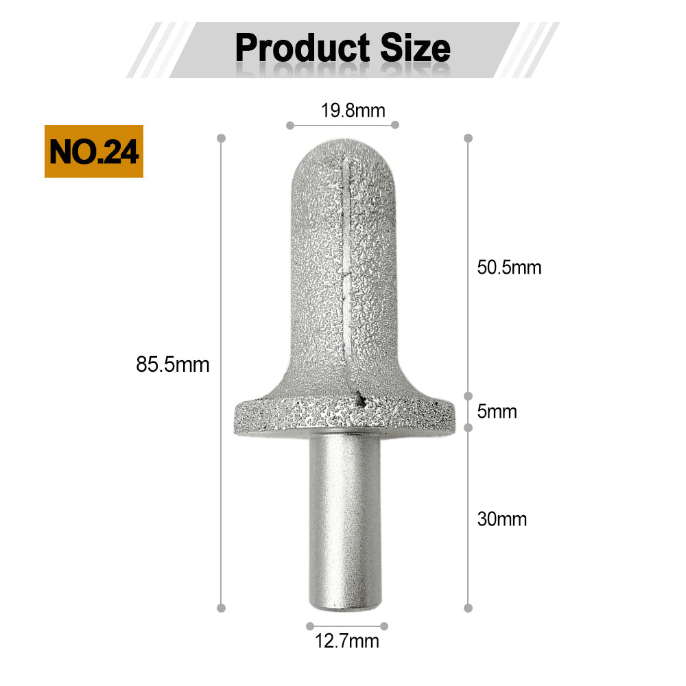 Diashark Diamond Router Bits with 1/2" Shank for Granite Marble 31 sizes 2pcs