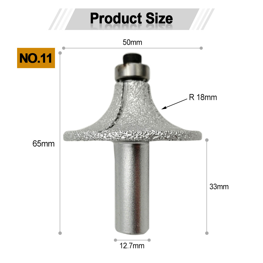 Diashark Diamond Router Bits with 1/2" Shank for Granite Marble 31 sizes 2pcs