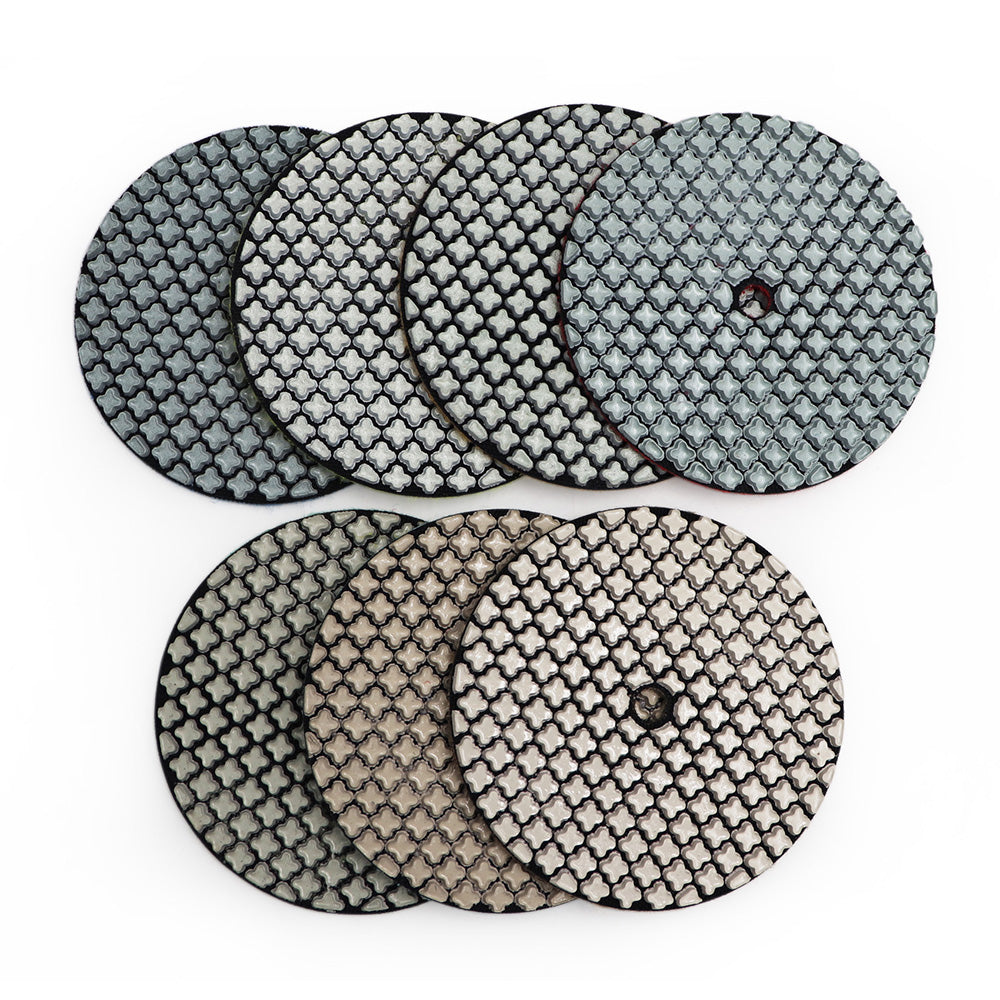 DIASHARK 7pcs 4" #50-3000 Grit Super Diamond Wet/Dry Resin Polishing Pads for Granite Marble