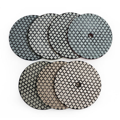 DIASHARK 7pcs 4" #50-3000 Grit Super Diamond Wet/Dry Resin Polishing Pads for Granite Marble