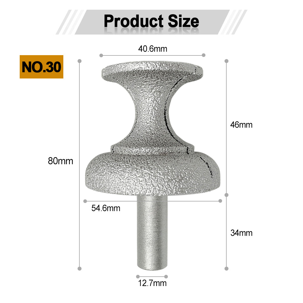 Diashark Diamond Router Bits with 1/2" Shank for Granite Marble 31 sizes 2pcs