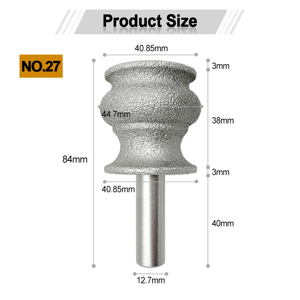 Diashark Diamond Router Bits with 1/2" Shank for Granite Marble 31 sizes 2pcs