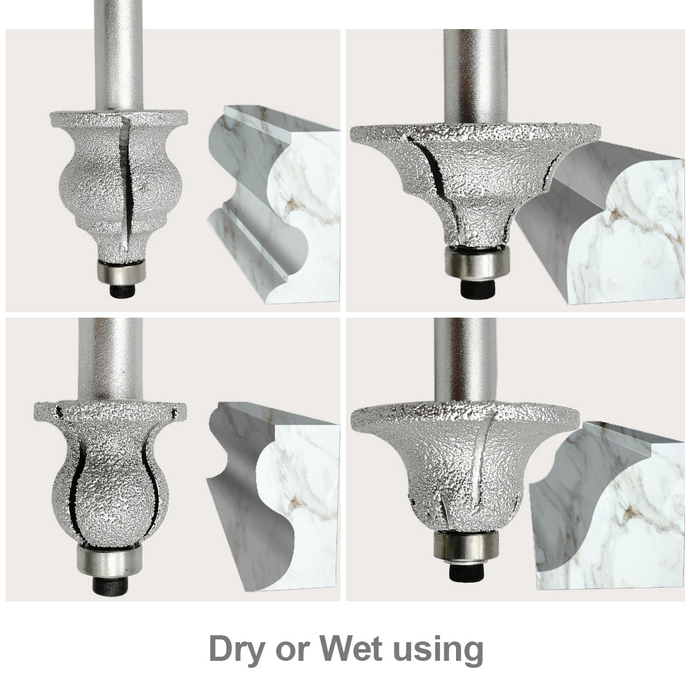 Diashark Diamond Router Bits with 1/2" Shank for Granite Marble 31 sizes 2pcs