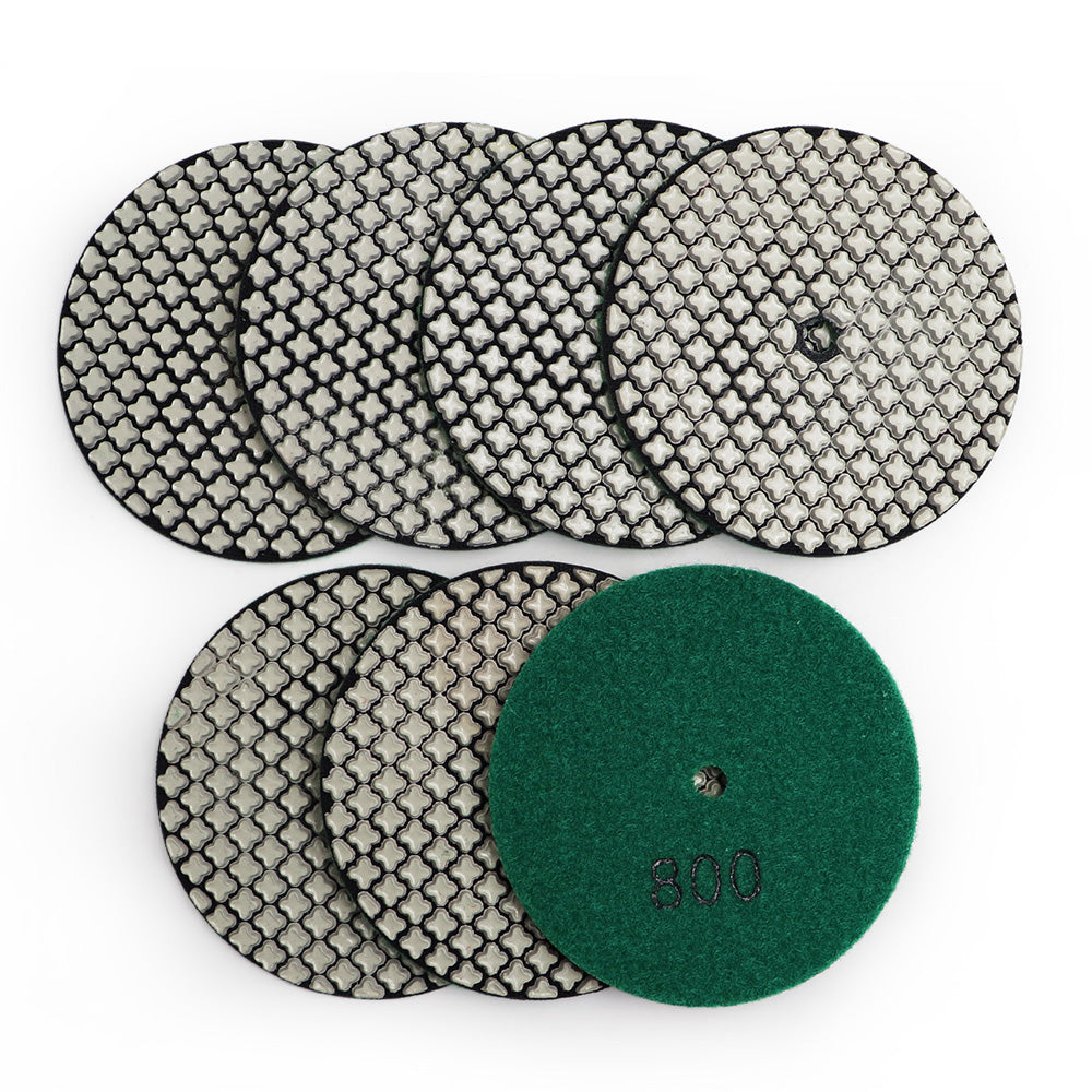 DIASHARK 7pcs 4" #50-3000 Grit Super Diamond Wet/Dry Resin Polishing Pads for Granite Marble