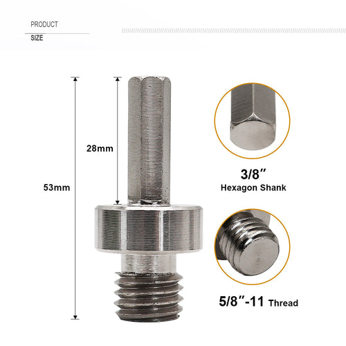 DIASHARK 2PCS Core Drill Bit Adapter 5/8''-11 thread to 3/8" Hexagon Shank