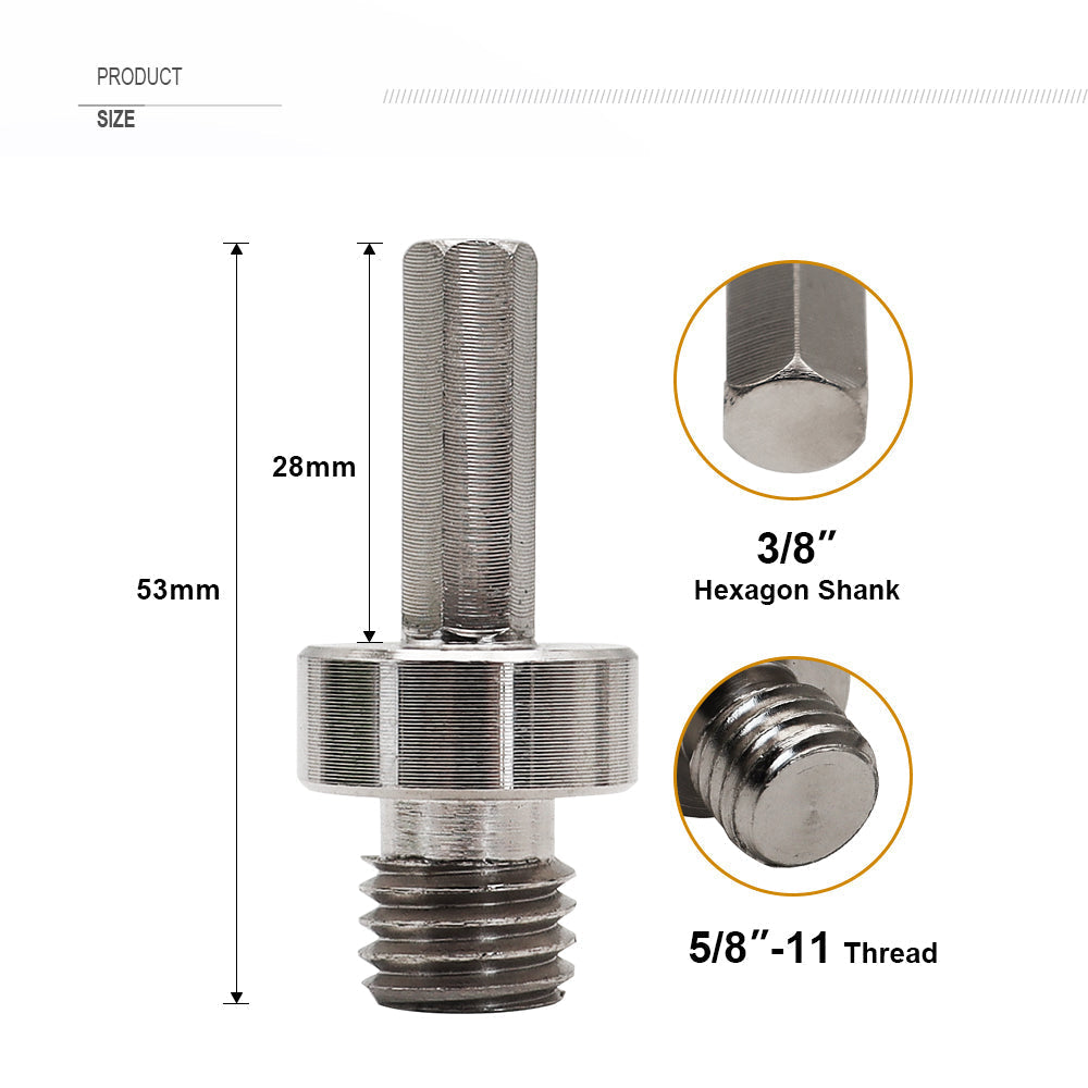 DIASHARK 2PCS Core Drill Bit Adapter 5/8''-11 thread to 3/8" Hexagon Shank
