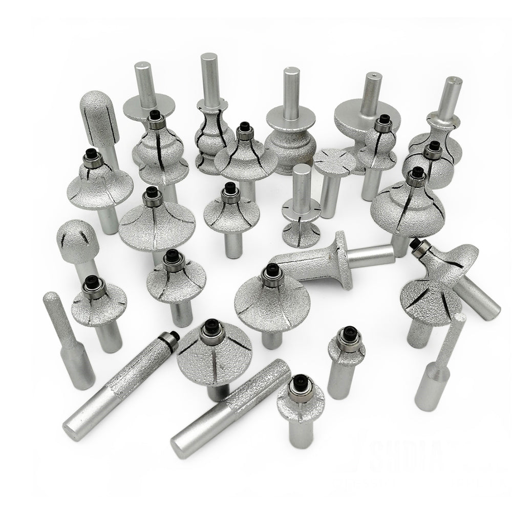 Diashark Diamond Router Bits with 1/2" Shank for Granite Marble 31 sizes 2pcs