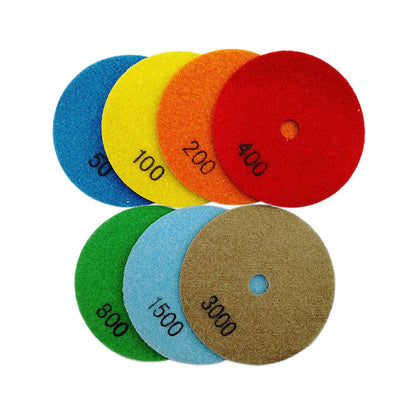 Diashark 7pcs/set #50-buffering #3000 Grit 4 inch Dry Diamond Polishing Pad for Granite Marble