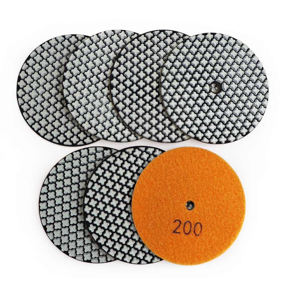 DIASHARK 7pcs 4" #50-3000 Grit Super Diamond Wet/Dry Resin Polishing Pads for Granite Marble