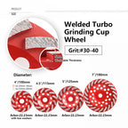 Diashark Concrete Turbo Row Diamond Grinding Cup Wheel Hard Masonry Marble Weld Turbo Cup Disc Fits 7/8 Inch Arbor from 4" to 7"