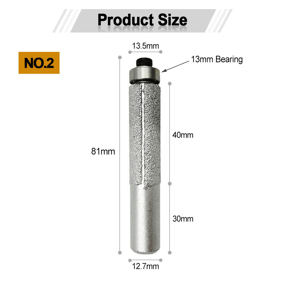 Diashark Diamond Router Bits with 1/2" Shank for Granite Marble 31 sizes 2pcs