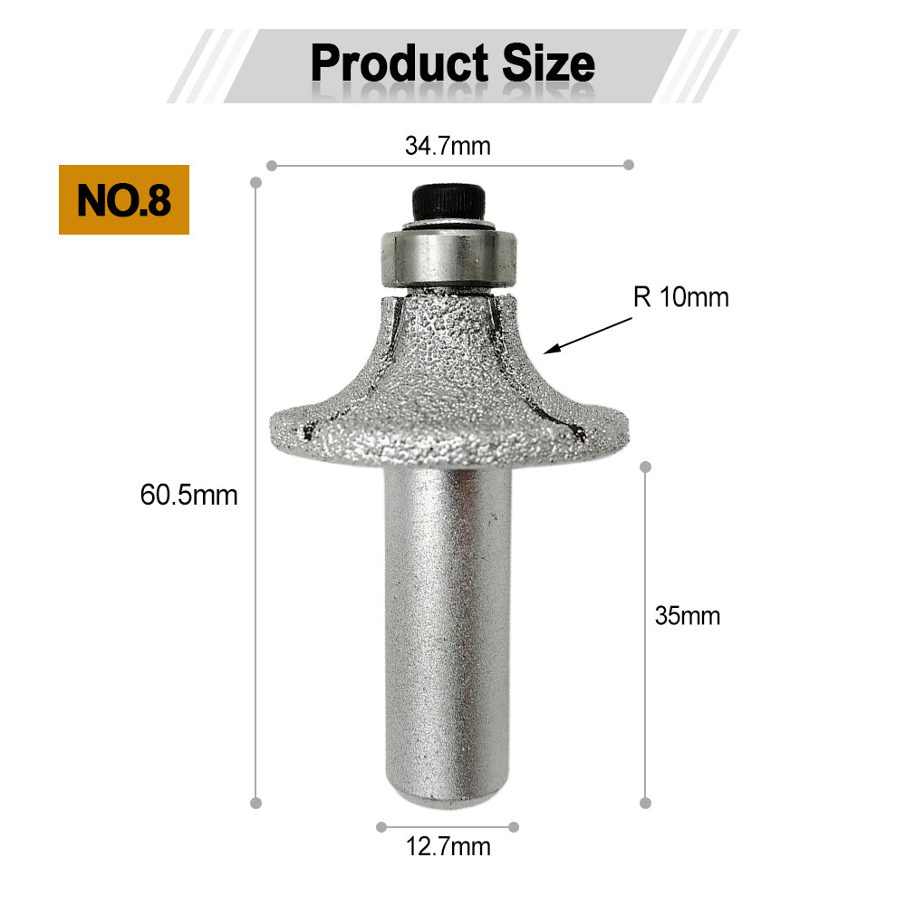 Diashark Diamond Router Bits with 1/2" Shank for Granite Marble 31 sizes 2pcs