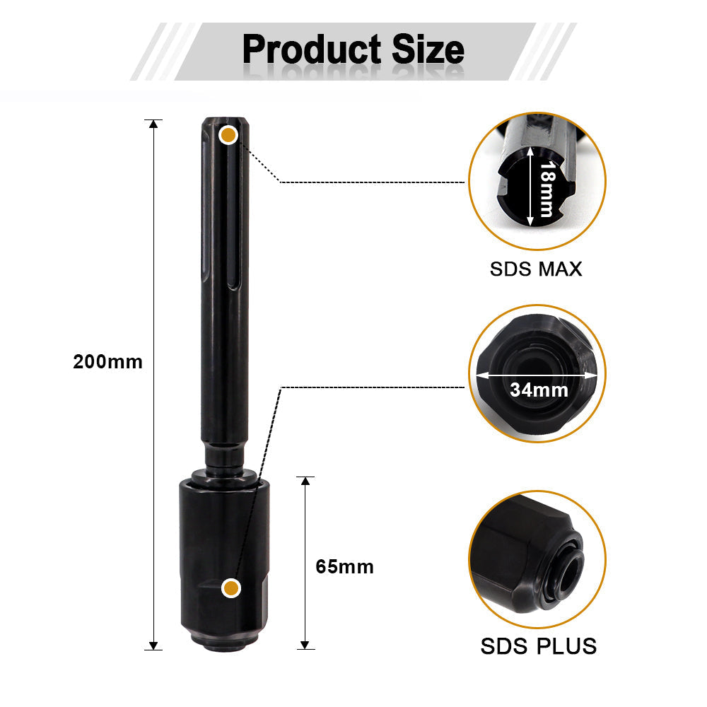 DIASHARK SDS Plus To SDS Max Chuck Adapter Connecting Power Accessories Drill Bits Converter Hammer