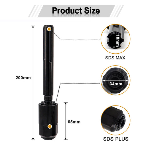 DIASHARK Adaptador de Portabrocas SDS Plus a SDS Max para Accesorios de Potencia Convertidor de Brocas de Taladro de Martillo
