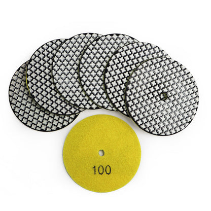 DIASHARK 7pcs 4" #50-3000 Grit Super Diamond Wet/Dry Resin Polishing Pads for Granite Marble