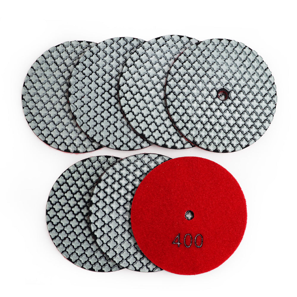 DIASHARK 7pcs 4" #50-3000 Grit Super Diamond Wet/Dry Resin Polishing Pads for Granite Marble