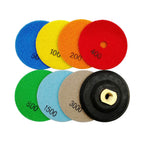 Diashark 4inch Dry Diamond Polishing Pad for Granite 8pcs/set Mixed Grits Plus a Base Backer